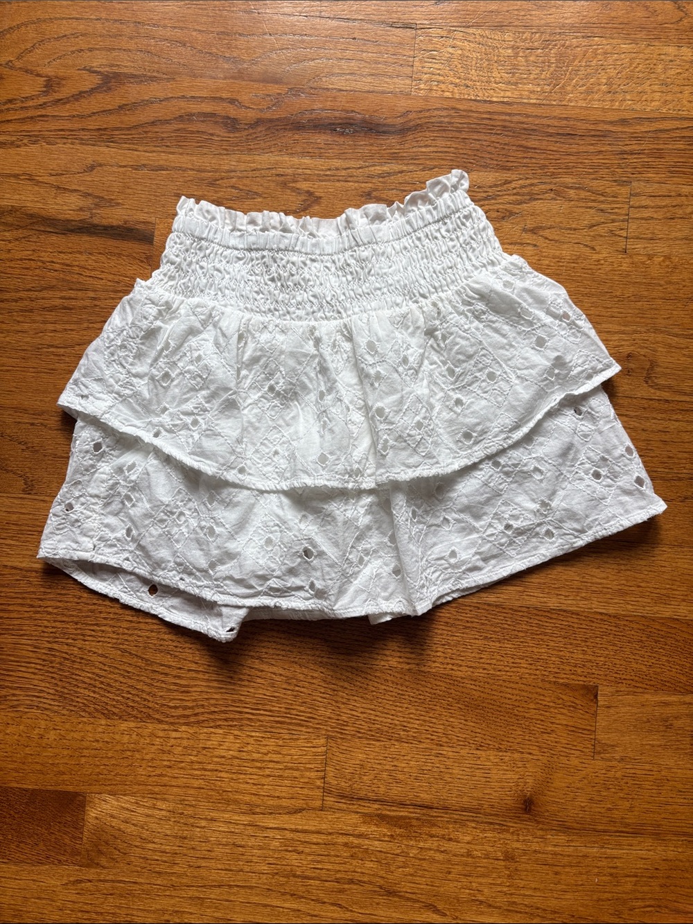 White Eyelet Layered girls Skirt